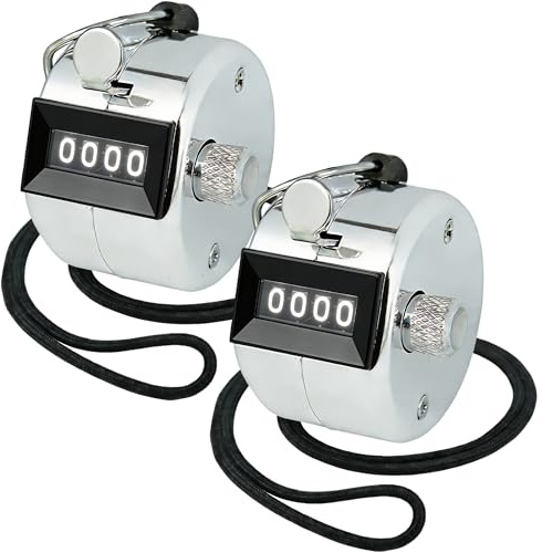 Amble 2 Pack Tally Clicker Counter, Metal Case Mechanical Clicker Digital Handheld Tally Counter with Nylon Lanyard