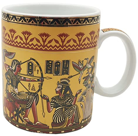 Taza de café de cerámica de estilo egipcio antiguo, taza grande para café, té, ideal para la vida en el hogar, el mejor regalo o recuerdo para familiares y amigos, 5 tipos de estilo, 400 ml (oro