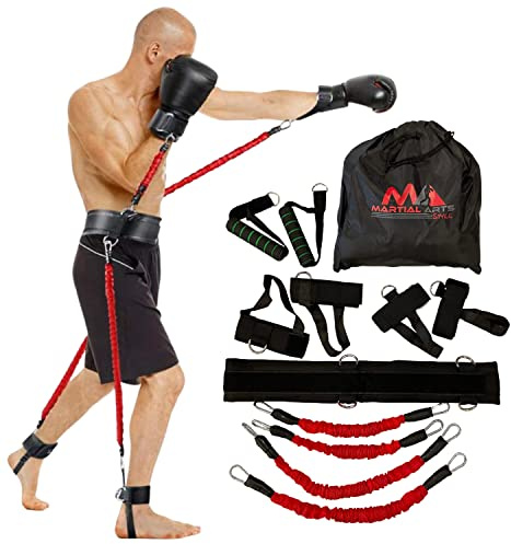 Fasce da boxe, bande di resistenza per boxe, fascia di resistenza per tutto il corpo, attrezzatura per allenamento MMA, attrezzatura da boxe, fasce da boxe per allenamento fitness (rosso)