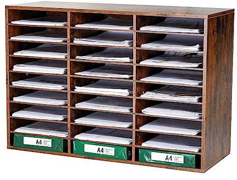 GUUSII HOME Skrivbordsorganisatör Svart Stort Brevfack A4 Stapelbart Liggande Pappersfack Förvaring Arkivsystem Organisering Kontorsarkiv Dokumentfack 27 Fack Storlek 80x55.1x30.5cm (Retro)