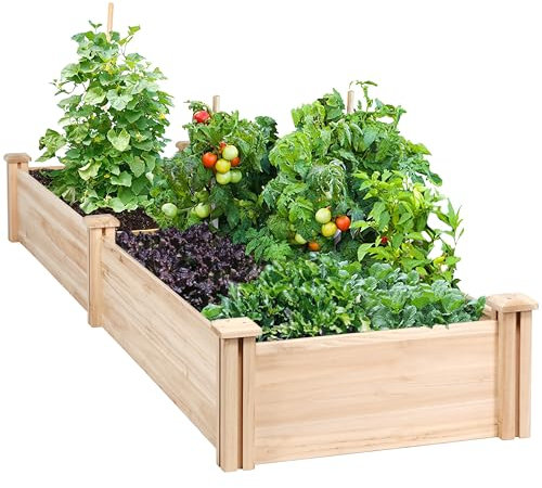 Yaheetech Wooden Horticulture Raised Garden Bed Divisible Elevated Planting Planter Box for Flowers/Vegetables/Herbs in Backyard/Patio Outdoor, 241.5 x 62.5 x 27 cm