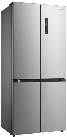 Cookology QUAT515IX Freestanding 515 Litre Four Door Fridge Freezer, American Style, Frost Free, 4 Star Freezer Rating, Low Noise, Smart LED Light, Touch Screen Temperature Control - Inox