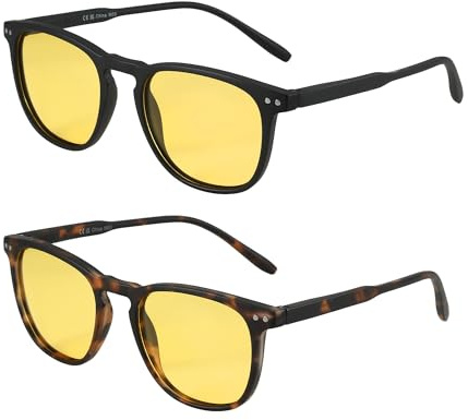 ZENOTTIC 2 Paia Occhiali da Sole Polarizzati per Uomo Donna Retro Vintage Rotondi Quadrati Protezione UV400 Unisex