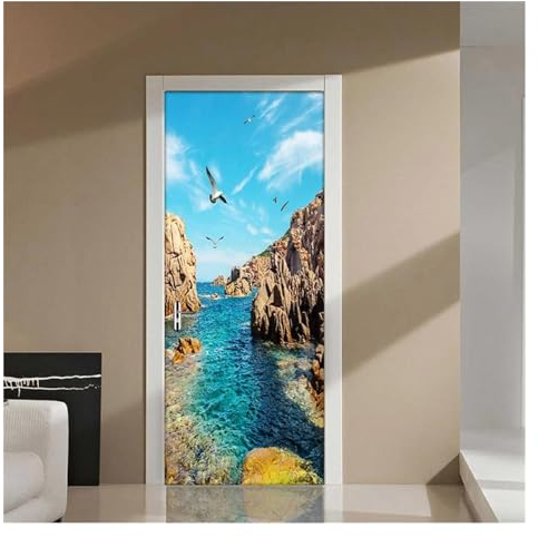 Türaufkleber Türtapete Türbilder Türposter Natur Landschaft 3D Foto Tapete Wandbilder Moderne PVC Selbstklebende Tür Aufkleber Wandbild Wohnzimmer Dekor (Größe : 77x200cm)