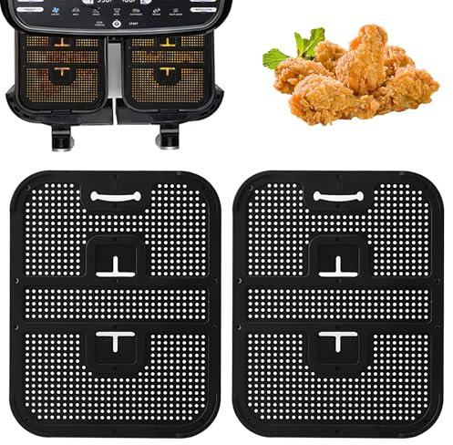 Accesorios Freidora de Aire – 2 Tapas de Silicona Antisalpicaduras Reutilizables Compatible con Ninja Foodi Max Dual Zone AF400EU AF451 DZ401 Negro Resistente al Calor y Fácil de Limpiar