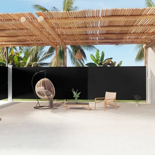 ShGaxin Seitenmarkise Ausziehbar, Windschutz, Seitenmarkise, Sichtschutz Ausziehbar, Seitenwandmarkiese, Schwarz 200x1200 cm