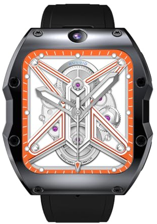 Rogbid 4G LTE Smart Watches Phone for Men Call and Text Back Dual Cameras 13MP+5MP All Ceramic Smartwatch with SIM Card Support All Network Heart Rate Sleep Monitor(Graphite Black, RAM4GB+ROM128GB)