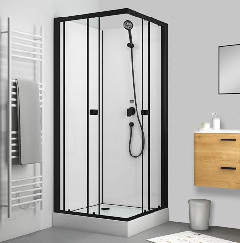 Marwell Ducha completa Prime Style Square 80 x 80 x 200 cm, incluye plato de ducha y grifo, cabina de ducha lista