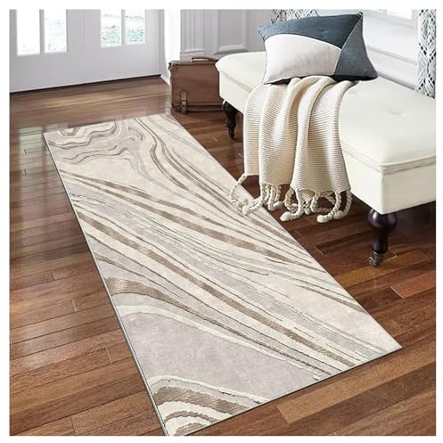 Siunwdiy Alfombra de Pasillo Antideslizante Kaki Largo Alfombras Cocina Alfombra de Corredor Larga Diseño Vintage Entrada Felpudos Alfombra Poliéster 70X340cm para Sala de Estar Dormitorio