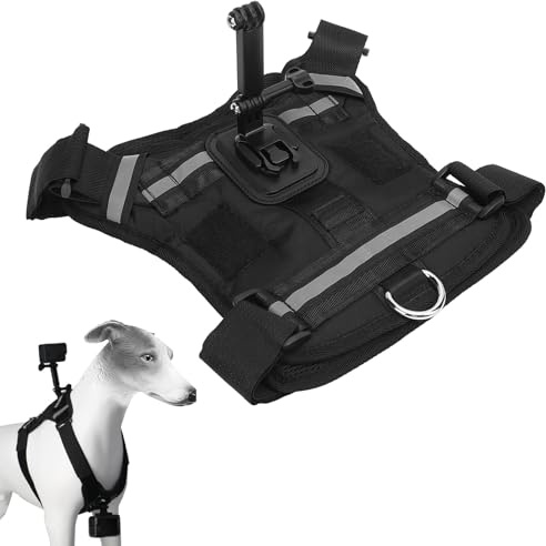 Hundselefäste för Actionkamera, Justerbar Husdjursväst på Bröstryggen, Nylonfäste på Bröst och Rygg för Husdjurssele Kamerafästeväst för Stora Medelstora och små Hundar