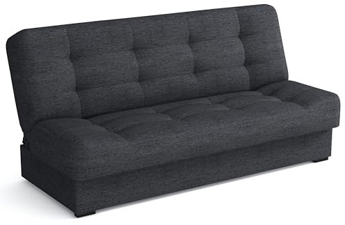 MEBLE-LUX Schlafsofa mit Bettkasten Livia, Schlafcouch 170cm Breit, Sofa mit Schlaffunktion, Federkern, Klappsofa mit Bettfunktion, Zusätzlicher Stauraum, Praktisch und Funktionell, Sofa Dunkelgrau