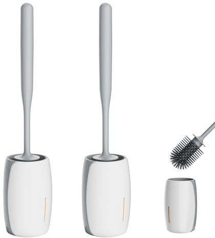 Maxuni 2er-Set Bürste aus Silikon – mit Halter, Wand- oder Bodenmontage, antibakteriell, langstielig