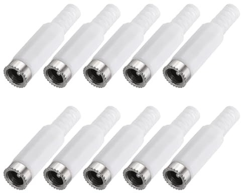 sourcing map 10pcs DC Power Female Adapter, 5.5mm x 2.1mm 1.54 DC Power Jack Plug Adapter Connector for DC Cable Adapter Replacement Repairing, White