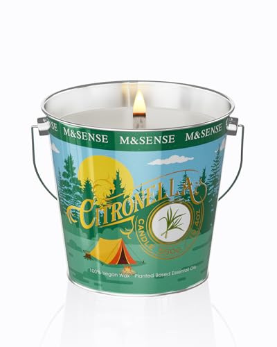 M&SENSE Citronella Pepparmynta Doftljus 550g – Utomhusljus för Sommar, Terrass & Camping – 110 Timmars Brinntid – Naturlig Sojavax