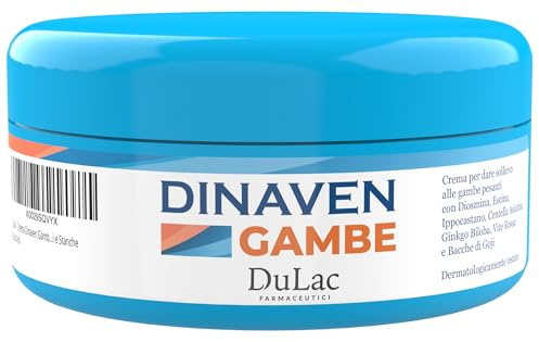 DuLàc, Dinaven Efecto Frío para las Piernas, Crema para las Piernas con Diosmina, Escina, Retama Negra, Vid Roja, Ideal para Aliviar las Piernas Pesadas, 100 ml, Made in Italy