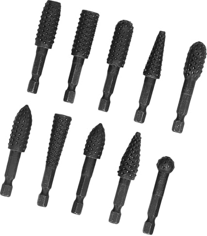 Juego de escofina giratoria para carpintería con vástago hexagonal para tallado preciso, escultura y manualidades en proyectos de madera, paquete de 10 herramientas profesionales para carpintería