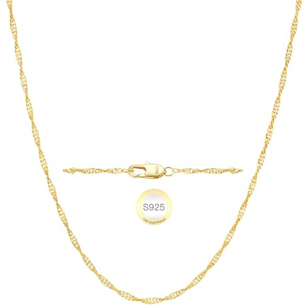 Diorra 925 Sterling Silber Kette, 2mm Silberkette Damen 925 ohne anhänger Goldkette Damen Halskette Schmuck
