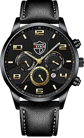 Herrklockor vardaglig läder analog kvartsklocka män armbandsur klocka affärsdatum avslappnad klocka Gw9400-1, b, En storlek