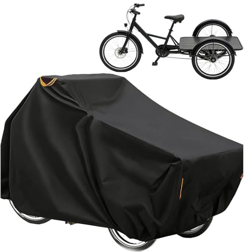 Cykelskydd vattentätt, 420D oxfordtyg cykelskydd för transport, skydd för cykelsläpvagnar, cykelgarage för 2 cyklar, för lasthjul presenning trehjuling