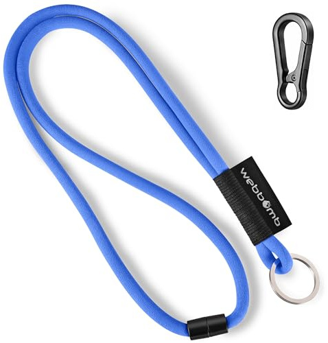 webbomb Tubular Lanyard nyckelband – rund mjuk lång med karbinhake säkerhetslås och nyckelring som nyckelring nyckelring nyckelring för id-ID mobiltelefon nyckel, Himmelsblå + karbinhake, L