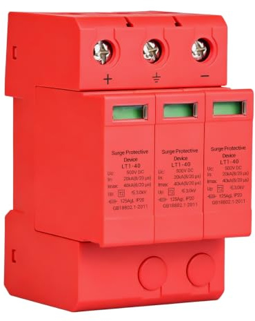 3P Power Surge Protective Device 500V DC 40kA Surge Arrestor | 35mm Rail Mounting SPD for Lightning Protection Photovoltaic Solar Energy Protector