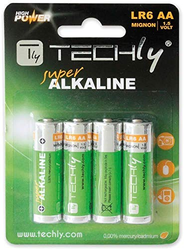 Techly 306974 Blister 4 Batterie High Power Stilo AA Alcaline LR06 1,5V