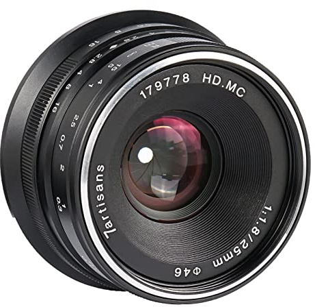7Artisans 25 mm F1.8 Mise au Point Manuelle Prime Fixe Objectif pour Olympus et Panasonic Micro 4/3 mFT M4/3 Caméras - Noir