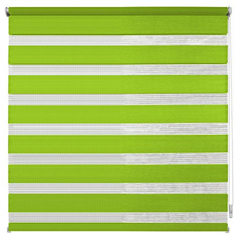 Doppelrollo Klemmfix Tür Fenster Duo Rollo Farbwahl Breite 45-120 cm Höhe 160 cm 200 cm 210 cm Stoff halbtransparent Streifen blickdicht transparent Seitenzugrollo klemmbar (60 x 160 cm / Grün)
