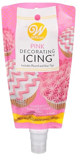Wilton Icing 8oz Pouch W/Tips-Pink