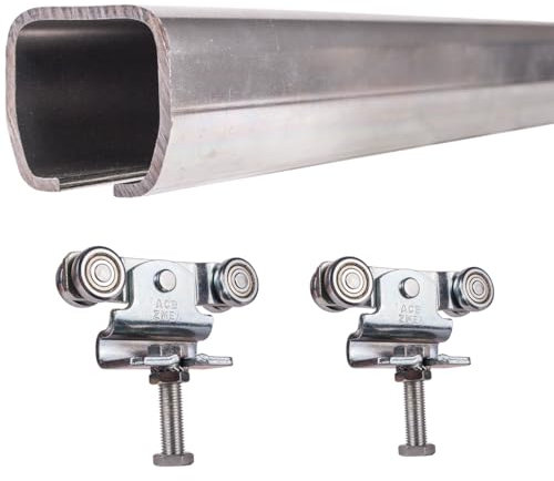 ATTAS MEA Kit complet de ferrures de porte coulissante et porte de grange type 1 jusqu'à 200 kg, 2-4-6 m, ferrure de porte coulissante, rail et chat, rail en C pour extérieur, sans support