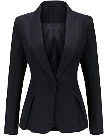 YYNUDA Blazer Femme Tailleur Manches Longue Chic Business Officier Cardigan Veste Blazer Noir XL