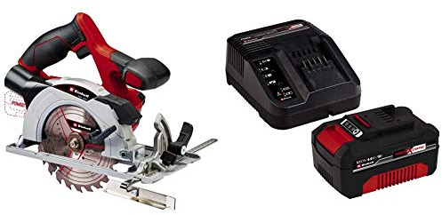 Einhell Akku-Handkreissäge TE-CS 18/150 Li Power X-Change (Lithium Ionen, Schnitttiefe + Neigungswinkel werkzeuglos einstellbar, LEDs, inkl. 4,0 Ah Akku und Ladegerät)