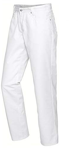 BP 1758-558-0021-XSn Pantaloni Jeans Unisex con Elastico Dorso Regolabile 65% Cotone, 30% Poliestere, 5% Elastan, Bianco, Taglia XS