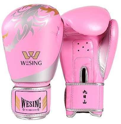 Wesing Kids Boxing Gloves for Boys&Girls 6oz Boxing Gloves for Children 5-12 Boxing Training Gloves for Men&Women 10oz Sparring Punching Gloves for Punching Bag, Kickboxing, Muay Thai, MMA(Pink6oz)