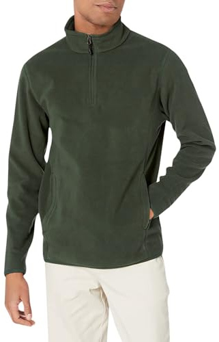 Amazon Essentials Men's Quarter-Zip Polar Fleece Jacket, Forest Green, L