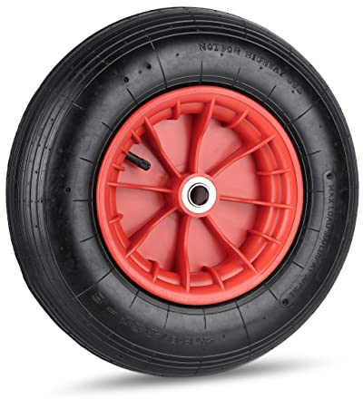 Relaxdays 4.80/4.00-8 Ruota per Carriola, Pneumatico ad Aria per Carretti, Fino a 120 kg, con Cerchione, Nero Rosso