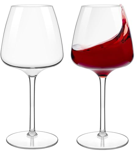 HAHASHOW Okrossbara plastvinglas, fotglas, 610 ml set om 2 | Röda och vita vinglas, diskmaskinssäker, BPA-fri, perfekt för camping, pool, fester och presenter