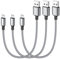 SUNGUY Micro USB Cable 1FT, [3-Pack] Short USB to Micro USB Cable Fast Charging USB 2.0 Data Sync Nylon Braided for Samsung Galaxy S7 Edge S6, Power Bank, Android Phone, PS4, TV Stick