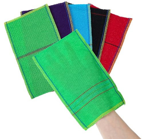 Sibba 5 Stück Peelinghandschuh Exfoliating Gloves Körperpeeling Waschhandschuh Körper Massage Duschhandschuh Peeling Handschuh Body Scrubber Handschuhe für Damen und Herren Duschhandschuhe (5 Farbe)