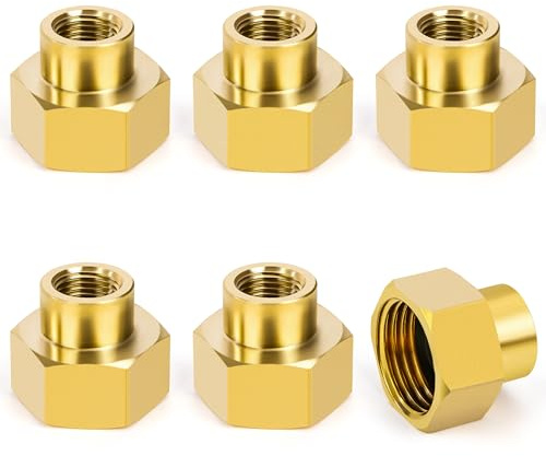 6 Pièces Manchon en Laiton, Femelle 1/2 x Femelle 1/4 Raccord de Tuyau Fileté, Douille Connecteur de Couplage Hexagonal Adapté pour la Conversion de Raccordement de Tuyau