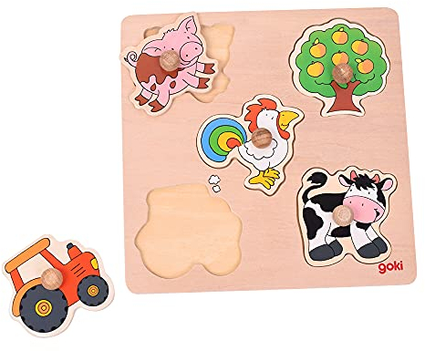 Goki 57546 - Steckpuzzle - Auf dem Land, Basic, Gemischt