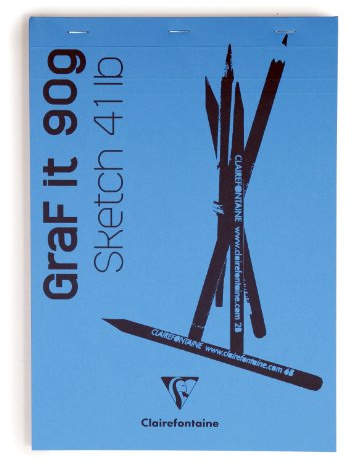 Clairefontaine 96681C Bloc Agrafé GraF'it - 80 Feuilles Papier Dessin Croquis Uni - Feuilles Détachables - A4 21x29,7 cm 90g - Couverture Bleu Ciel
