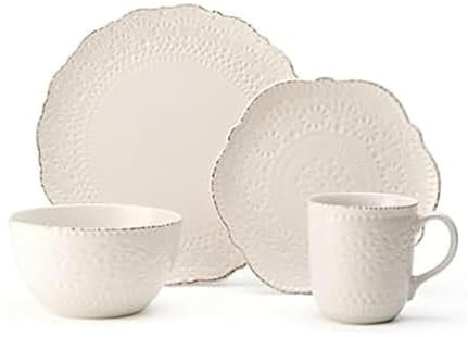 Pfaltzgraff Chateau Cream 16-Piece Stoneware Dinnerware Set, Service for 4, Off White