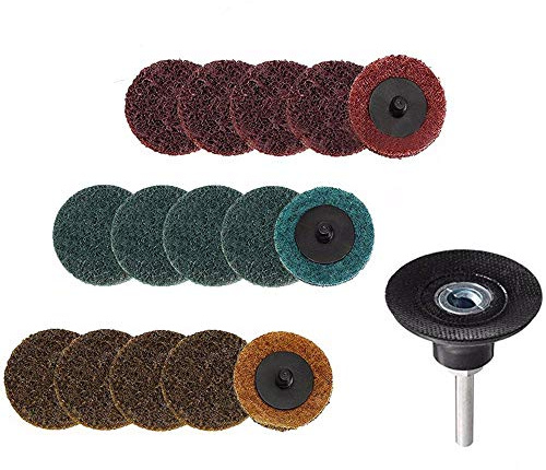 Gasea 15pcs 2 Inch Quick Change Sanding Discs with Disc Pad Holder, R-Type Roll Lock Surface Conditioning Discs for Die Grinder Rust & Paint Removal