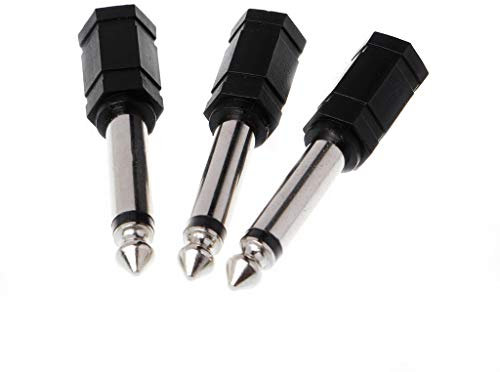Dabixx 3 pièces 6.35mm 1/4Mono Plug to 1/8 3.5mm Jack stéréo Adaptateur de convertisseur Audio Femelle