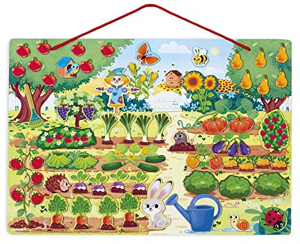 Janod - il Mio Giardino Magnetico - Giocattolo Educativo Didattico in Legno - 70 Magneti Inclusi - A Partire da 3 Anni, J05463