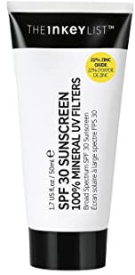 The Inkey List Mineral Sunscreen SPF 30 50ml | Broad Spectrum Protection from UVA & UVB Rays | Non-greasy & Natural Mattified Finish | Fragrance Free | Suitable For All Skin Types