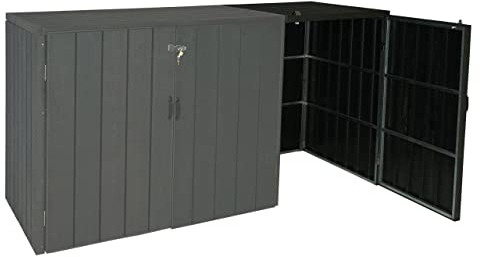 Mendler Revestimiento para cubos de basura XL de 1/2 WPC, de HWC-J28, caja para contenedores de basura prémium, metal imitación de madera, antracita
