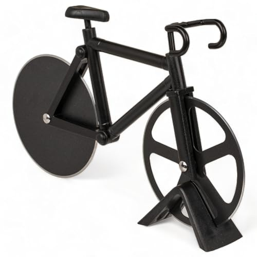 MIK funshopping rolig pizzaskärare pizzarulle pizzarad pizzakniv pizzaskärare av plast med rostfria skräddarbullar (cykel cykel cykel svart)