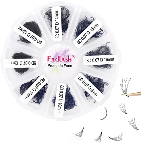 Premade Volume Eyelash Extensions 8D 0.07 D Curl 1000pcs Russian Lashes 9-16mm Mixed Tray Pre-Made Russian Lashes Handmade Promade Loose Fans